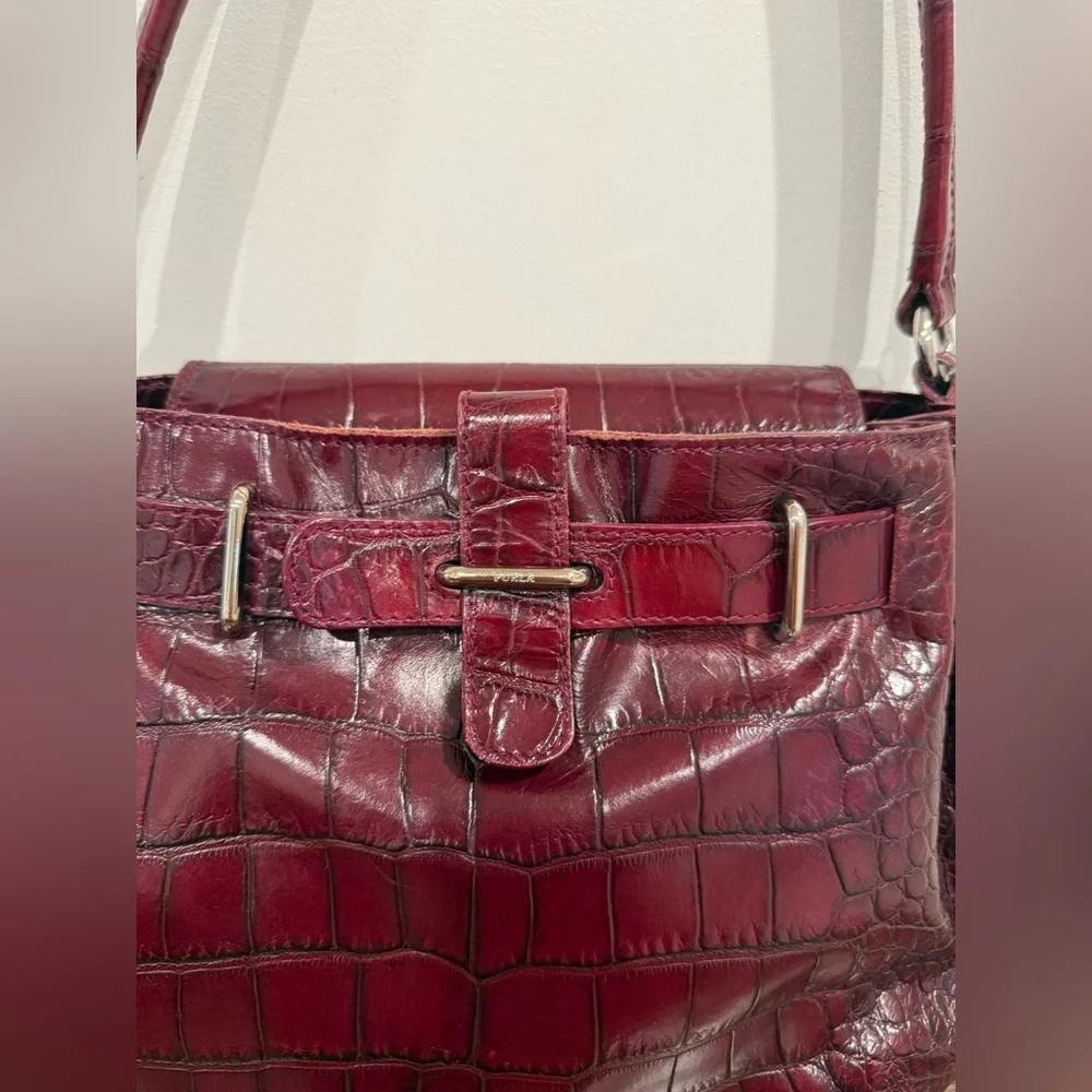 Furla Greta embossed croc handbag shoulder bag - Picture 9 of 13